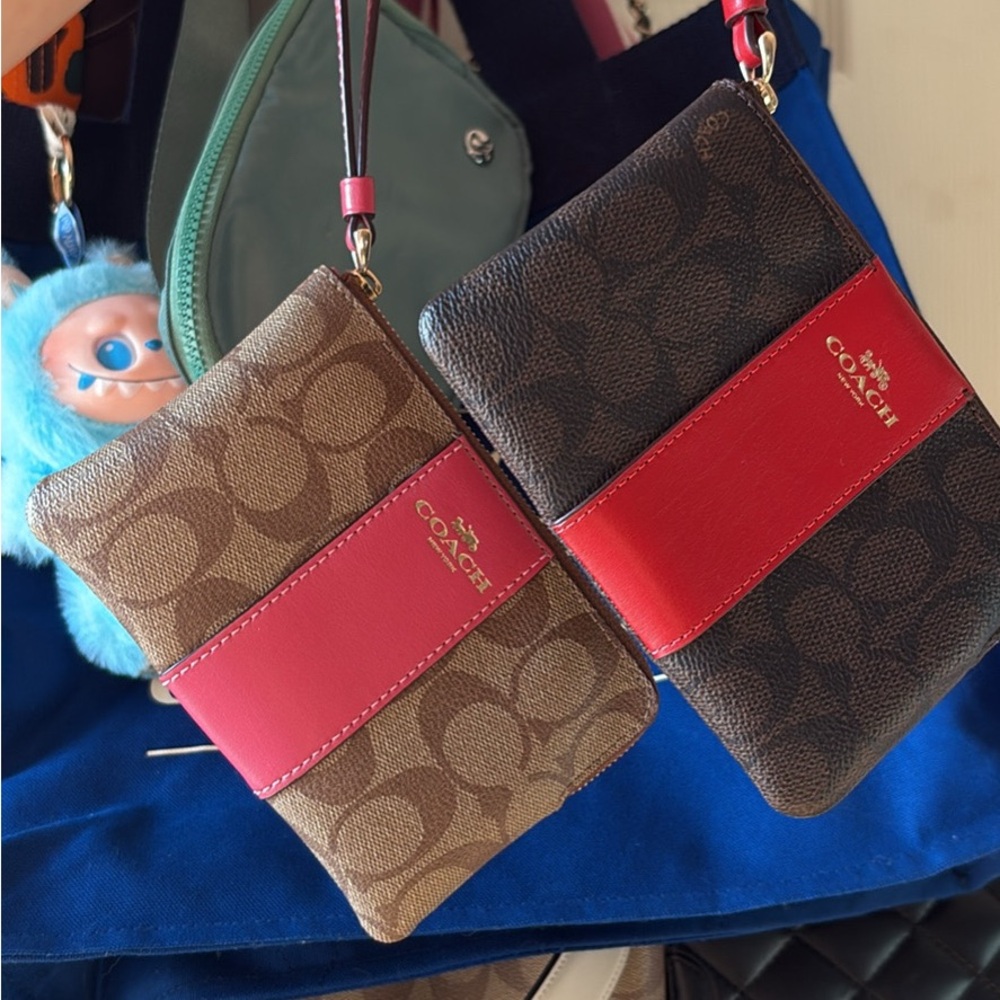 Coach Brown and Black Clutch with Signature Monogram